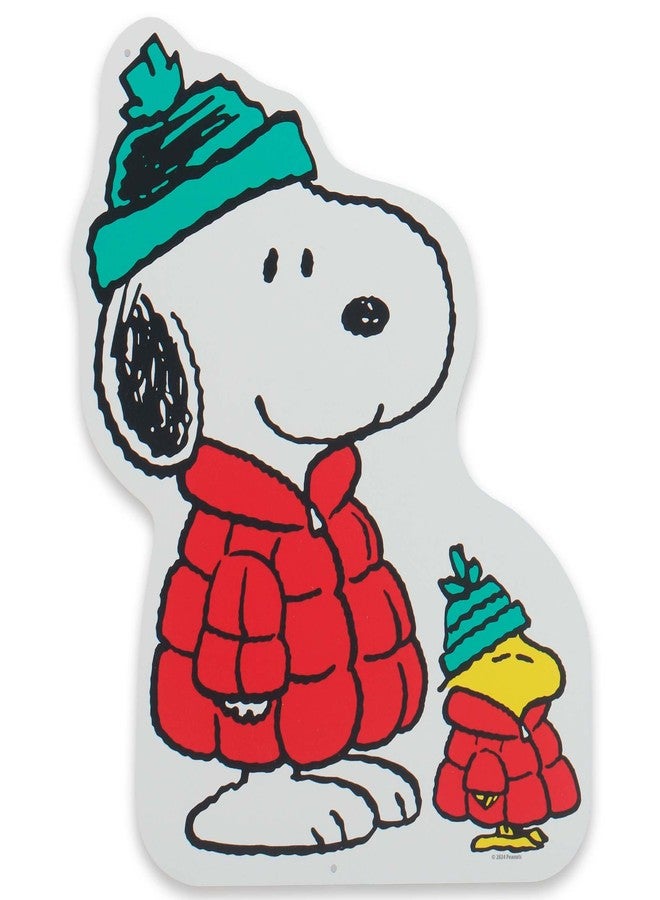 Open Road Brands Peanuts Snoopy and Woodstock Winter Attire Metal Sign - Adorable Snoopy Decoration for Winter and Christmas Home Decor - Image 1