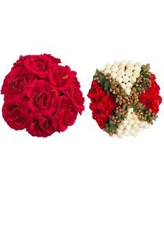 Maahal Maahal™ Artificial flower Bun Juda Maker Flower Gajra Hair Accessories For Women and Girls Multi Color (Pack-02) 