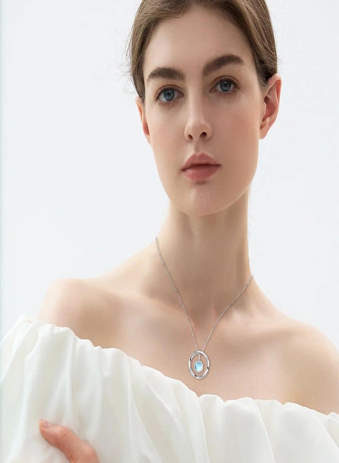 JXJL New Beginnings Moonstone Necklace - 925 Sterling Silver Moonstone and Mobius Circle Pendant Necklace for Women - Image 2