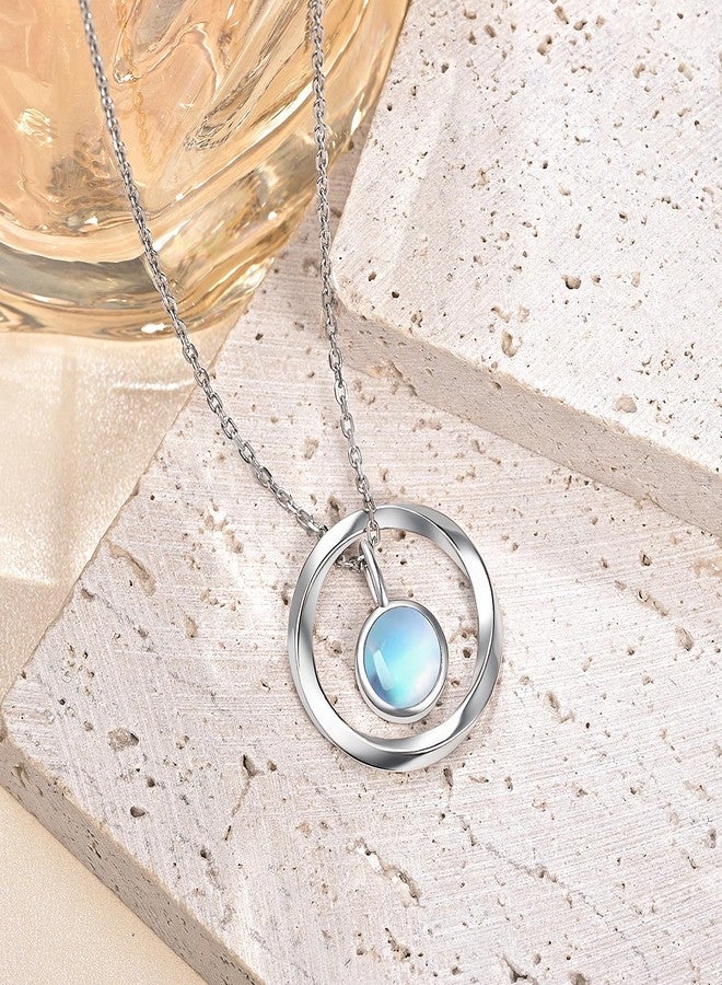 JXJL New Beginnings Moonstone Necklace - 925 Sterling Silver Moonstone and Mobius Circle Pendant Necklace for Women - Image 3