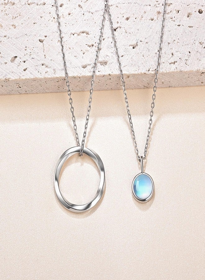 JXJL New Beginnings Moonstone Necklace - 925 Sterling Silver Moonstone and Mobius Circle Pendant Necklace for Women - Image 5