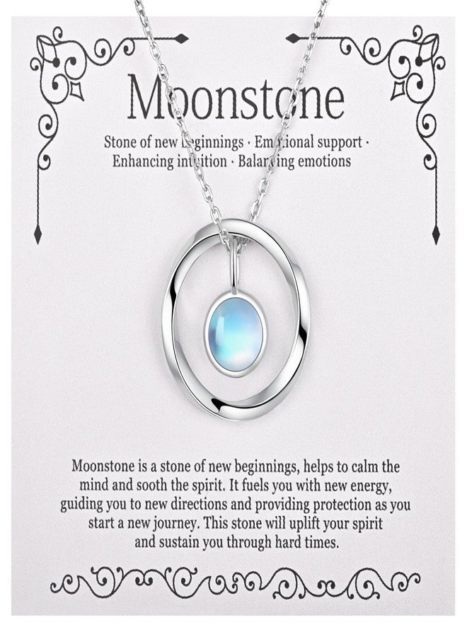 JXJL New Beginnings Moonstone Necklace - 925 Sterling Silver Moonstone and Mobius Circle Pendant Necklace for Women - Image 1