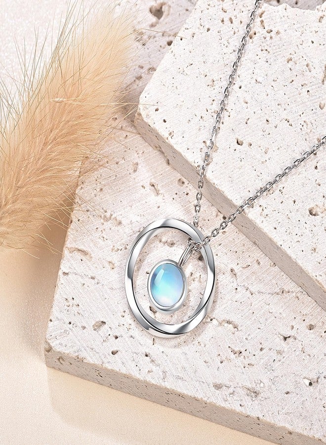 JXJL New Beginnings Moonstone Necklace - 925 Sterling Silver Moonstone and Mobius Circle Pendant Necklace for Women - Image 4