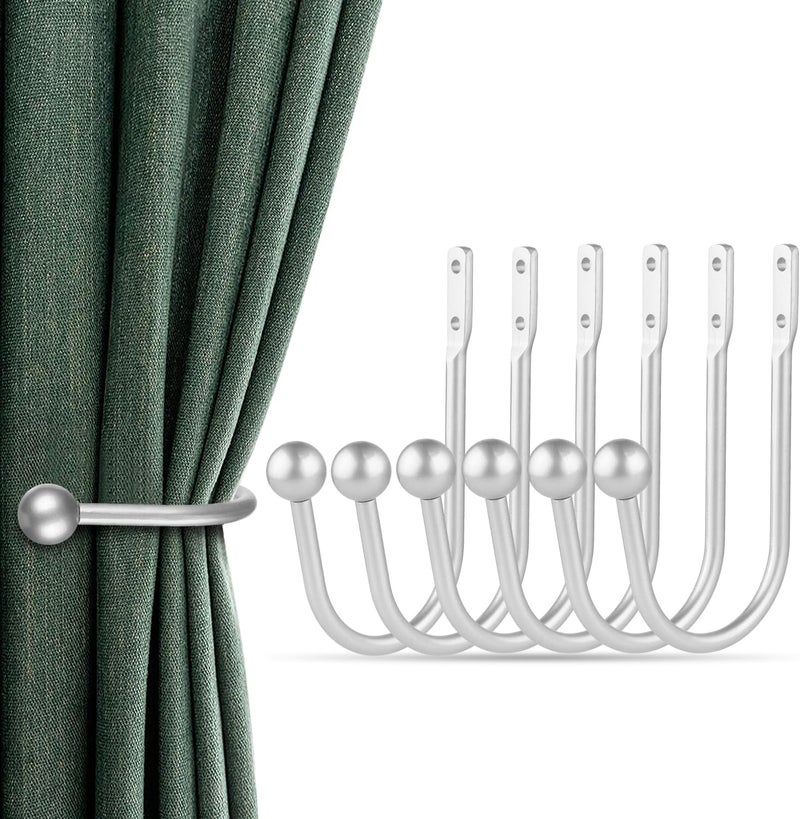 gobutend Curtain Holdbacks, 6pcs Curtains Holder Wall Mounted Drapery Tiebacks Retro Window Hook for Home Decor - Image 1