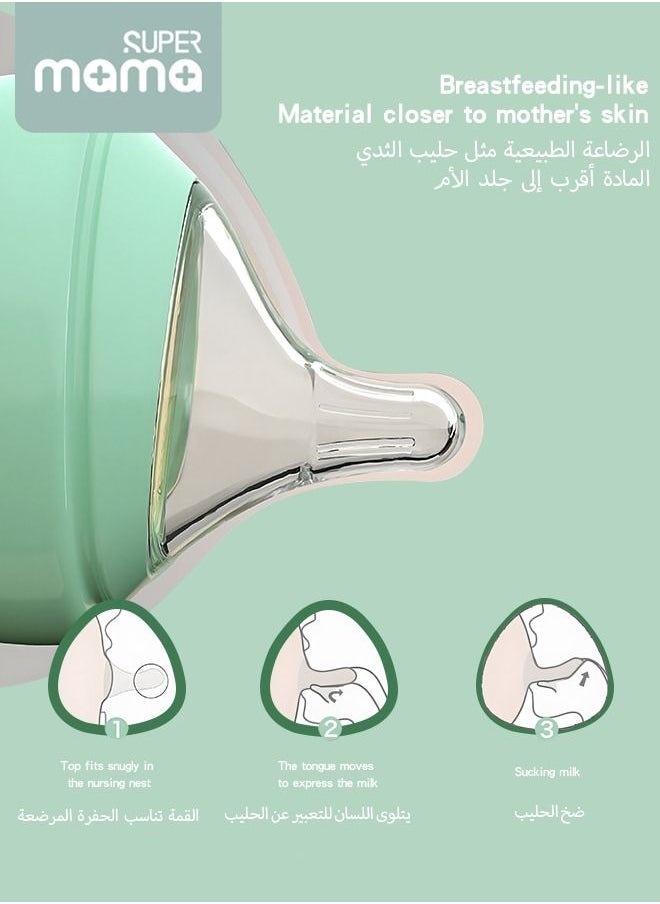 SUPERMAMA - 5-Piece Baby Feeding Bottle Gift Kit Set Extra Soft Nipple with Replaceable Water Cup Lid and Easy to Hold Handle - Image 1