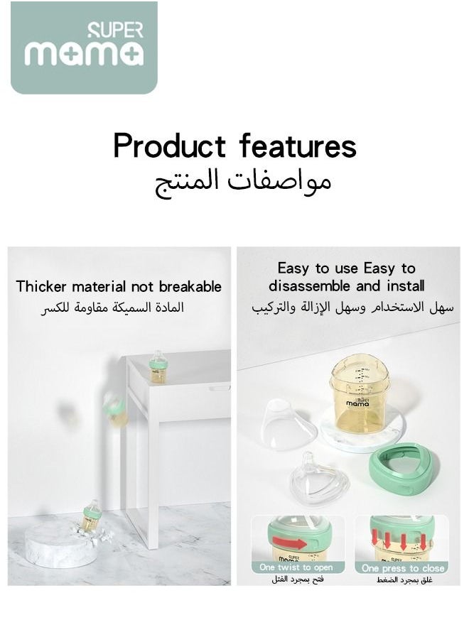 SUPERMAMA - 5-Piece Baby Feeding Bottle Gift Kit Set Extra Soft Nipple with Replaceable Water Cup Lid and Easy to Hold Handle - Image 1