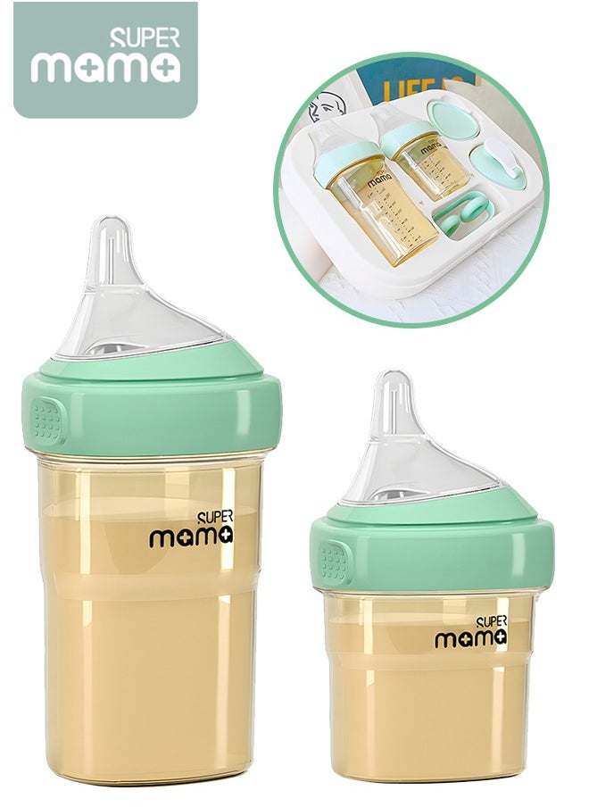 SUPERMAMA - 5-Piece Baby Feeding Bottle Gift Kit Set Extra Soft Nipple with Replaceable Water Cup Lid and Easy to Hold Handle - Image 1