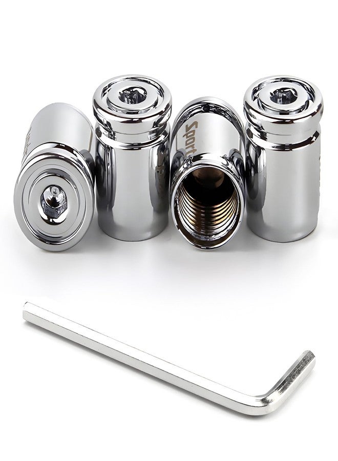 Dickno 4PCS Locking Car Tire Valve Stems Caps, Anti-Theft Auto Wheel Valve Stem Covers with O Rubber Seal, Universal Stainless Tyre Air Stems Cover for Cars, Bicycles, Motorcycles (Sliver) - Image 1
