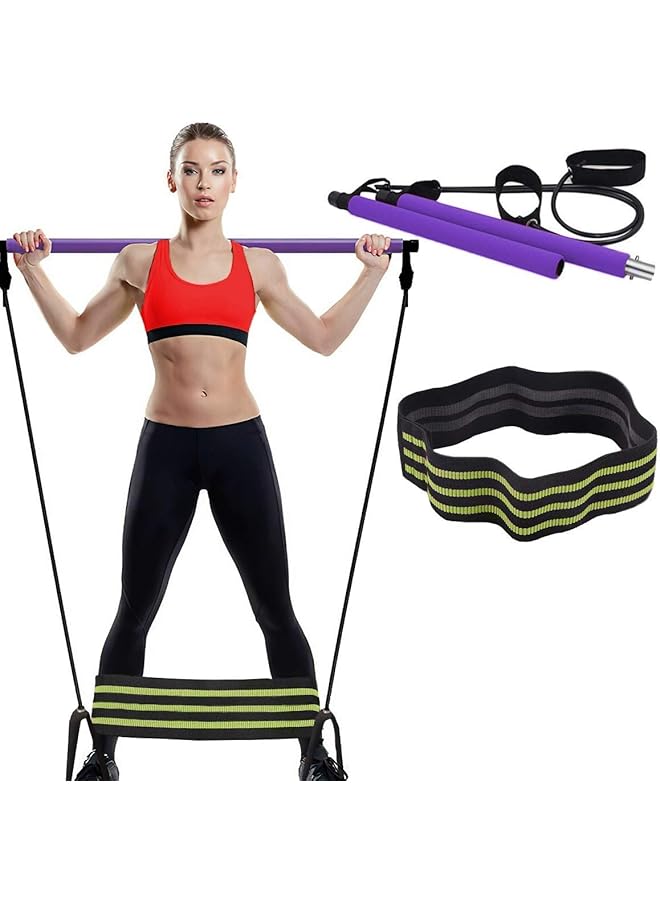 Generic Portable Pilates Stick with Resistance Band for Home Gym Workout  - Image 4