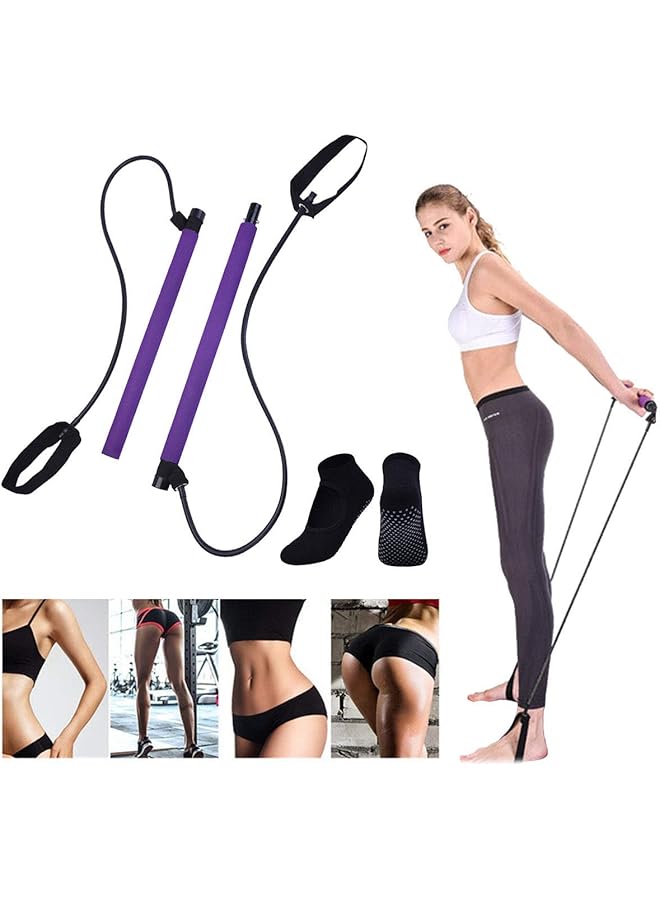 Generic Portable Pilates Stick with Resistance Band for Home Gym Workout  - Image 1