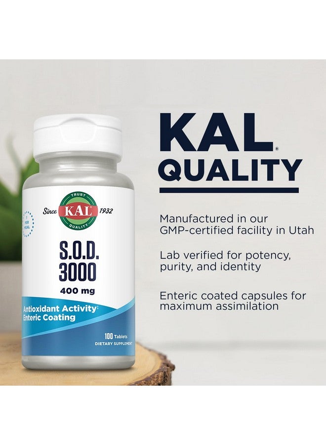 KAL S.O.D. 3000 Antioxidant Supplement 400mg, Superoxide Dismutase (SOD), Beef Liver Source, Super Antioxidant Support, Enteric Coated for Maximum Assimilation, 60-Day Guarantee, 100 Serv, 100 Tablets - Image 5