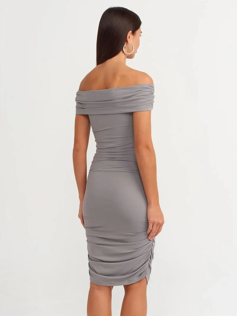 ديلفين Dilvin Off-Shoulder Bodycon Midi Dress