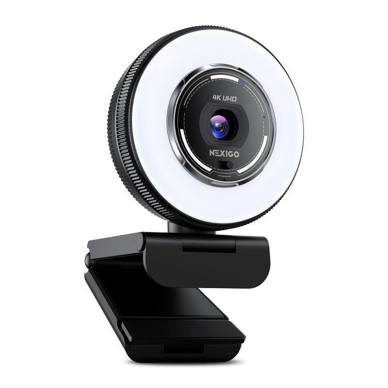 NexiGo N680E Pro 4K Webcam with Ring Light, PDAF Autofocus, 1080p 60FPS, Dual Noise-Canceling Mics, Privacy Shutter, USB Plug-and-Play for Zoom, Teams, Twitch, Google Meet - Image 1