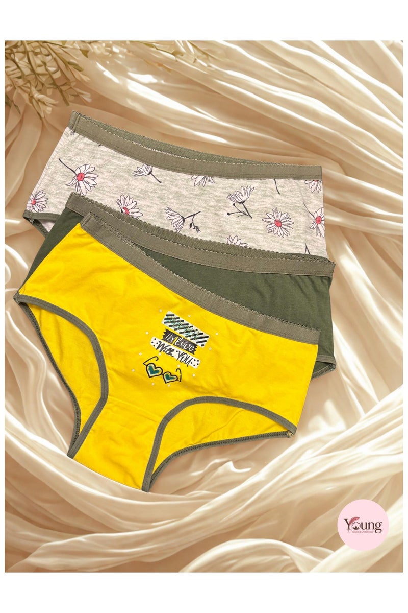 YOUNG WEAR Brief Panty – 3-Pack | Soft Cotton, High-Waist, Breathable & Comfortable | Ideal for Everyday Wear | Available in Sizes M to 3XL - Image 1