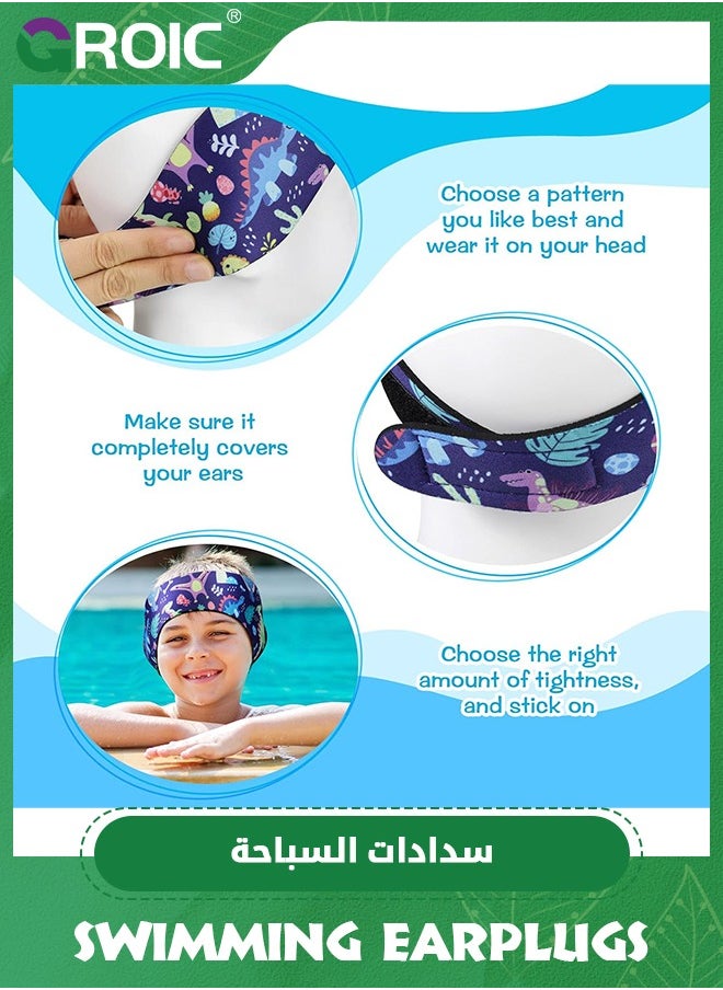 4 Pieces Kids Swimming Headband Adjustable Swimmer's Headband Waterproof Water Headband Ears Band Kids Swimming Ear Covers for Ear Protection (Dinosaur Style, 23.62 Inch) - pzsku/ZE1FC94001BDAE92D9A74Z/45/_/1718768344/ae3dc14d-8aaa-4f26-81c1-fd87361eaf1d