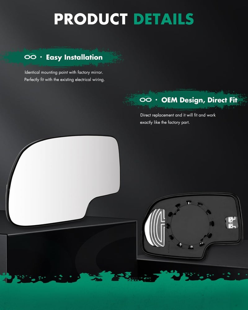 SCITOO Exterior Mirror Replacement Glass fit for Chevy Exterior Accessories Mirrors Glass 03-07 for Chevy for GMC Silverado Sierra 1500/2500 HD/3500 Classic Models with Power Heated (Passenger Side) - Image 4