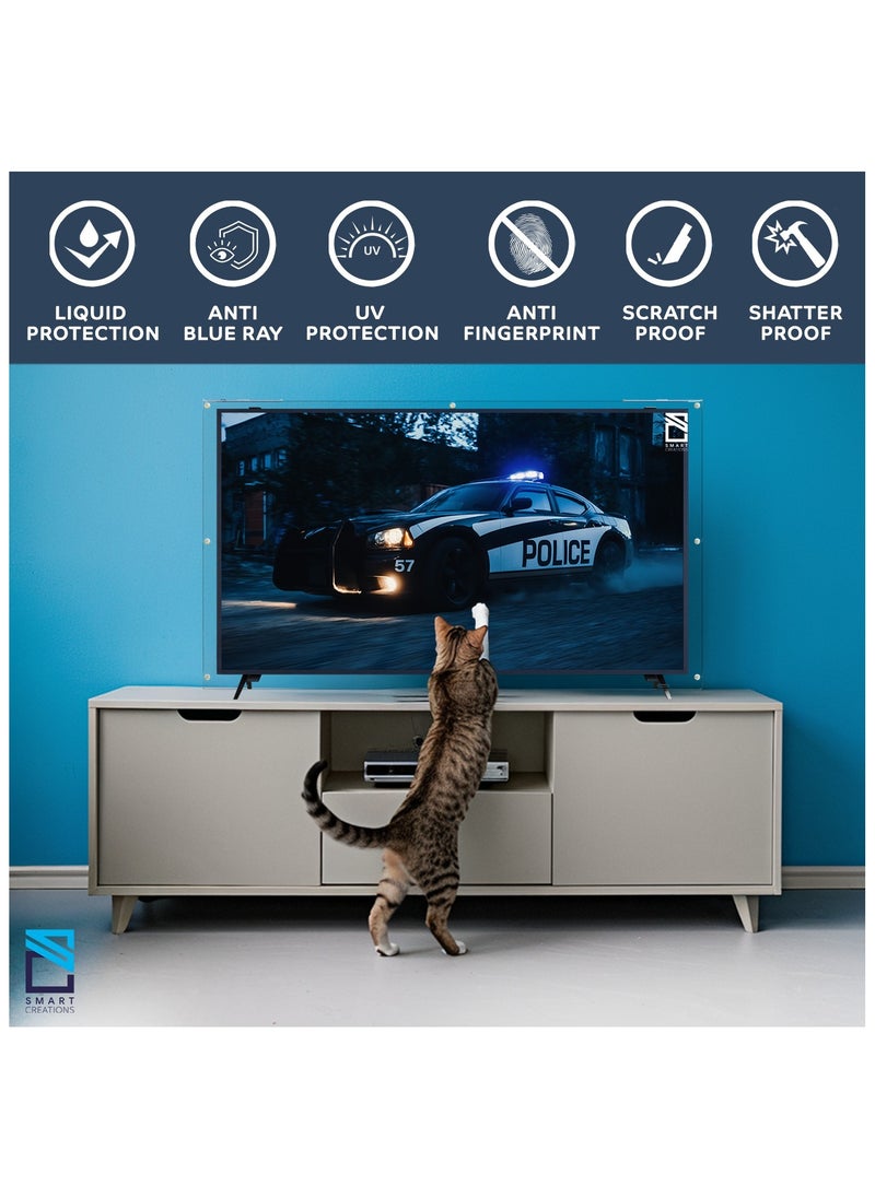 SMART CREATIONS 55 Inch TV Screen Protector, Shatterproof, High Quality, Anti-Blue Ray, Eye Protector, Removable, Waterproof  - Image 5