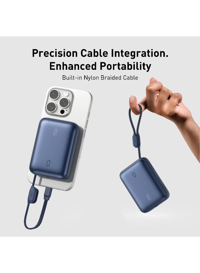 جودا باور بانك Halo 10 بسعة 10000mAh وPD 22.5W مع كابل مدمج باللون الأزرق الداكن - Image 2