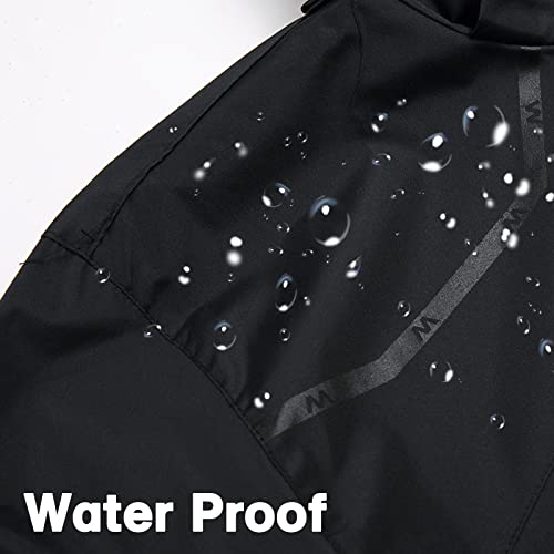 GIISAM Mens Rain Jacket Waterproof with Hood Lightweight Rain Coat Soft Shell Windbreaker Jackets for Men Hiking Travel Black - Image 5