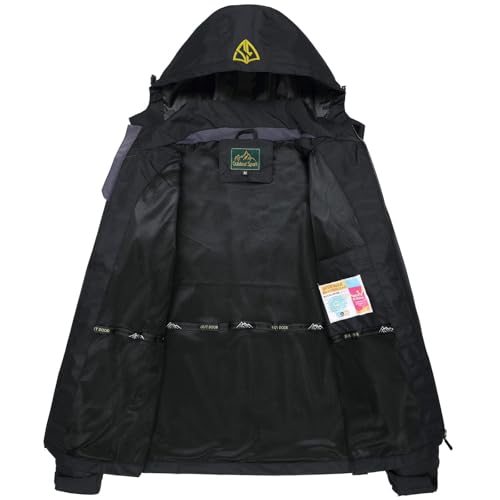 GIISAM Mens Rain Jacket Waterproof with Hood Lightweight Rain Coat Soft Shell Windbreaker Jackets for Men Hiking Travel Black - Image 3