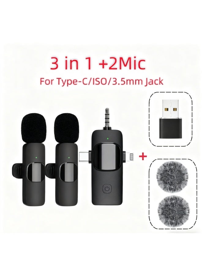 نيوترل K15 مايكروفون لافالير لاسلكي ثلاثي الوظائف 2.4g هاتف مايكروفون تسجيل مصغر للحد من الضوضاء - Image 1