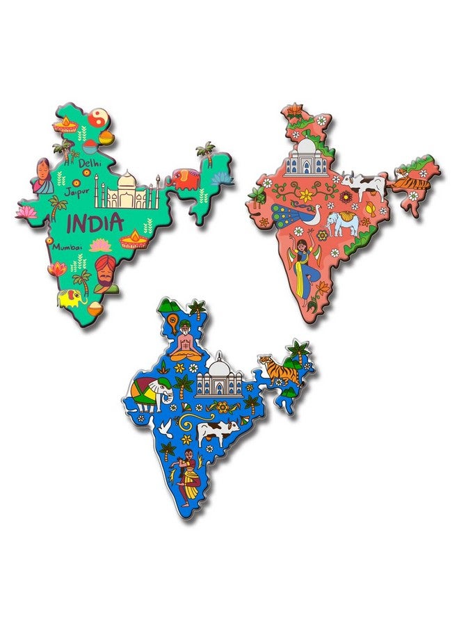 Yey Fridge Magnets Set for Home, Cafe, Kitchen & Office Decoration (Indian Illustration Set of 3) - Image 1