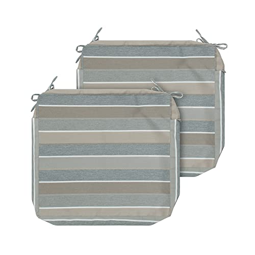 FUNHOME Outdoor Cushion Covers 24 x 22 x 4 inch,Set of 2,Replacement Seat Cushion Cover for Patio Furniture Chair,Water Resistant,Fade-Resistant Slipcover Only,No Insert(Gray Stipe) - Image 1