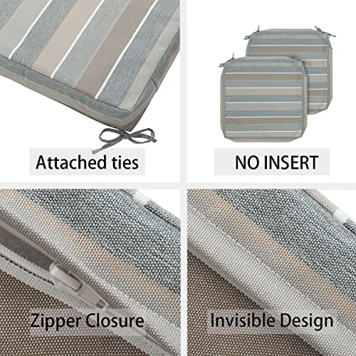 FUNHOME Outdoor Cushion Covers 24 x 22 x 4 inch,Set of 2,Replacement Seat Cushion Cover for Patio Furniture Chair,Water Resistant,Fade-Resistant Slipcover Only,No Insert(Gray Stipe) - Image 2