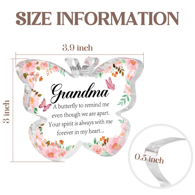 Hakumata Sympathy Gifts for Loss of Grandmother - Memorial Gifts for Loss of Grandma Remembrance Gifts Bereavement Gift Ideas Loss of Nana Gift Butterfly Acrylic Table Decoration Memorial Plaque - Image 4