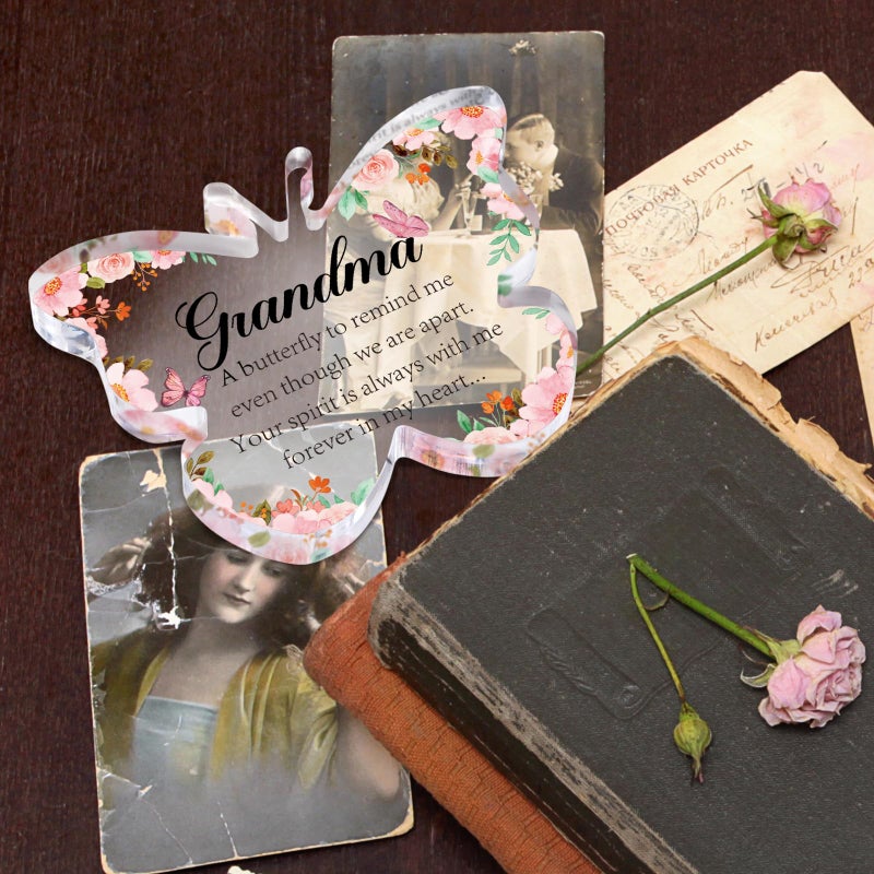 Hakumata Sympathy Gifts for Loss of Grandmother - Memorial Gifts for Loss of Grandma Remembrance Gifts Bereavement Gift Ideas Loss of Nana Gift Butterfly Acrylic Table Decoration Memorial Plaque - Image 3