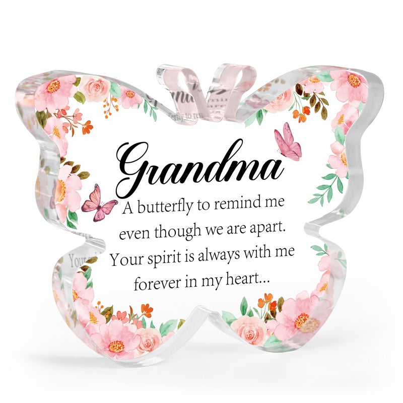 Hakumata Sympathy Gifts for Loss of Grandmother - Memorial Gifts for Loss of Grandma Remembrance Gifts Bereavement Gift Ideas Loss of Nana Gift Butterfly Acrylic Table Decoration Memorial Plaque - Image 1