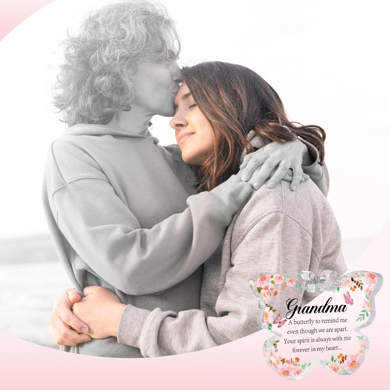 Hakumata Sympathy Gifts for Loss of Grandmother - Memorial Gifts for Loss of Grandma Remembrance Gifts Bereavement Gift Ideas Loss of Nana Gift Butterfly Acrylic Table Decoration Memorial Plaque - Image 5