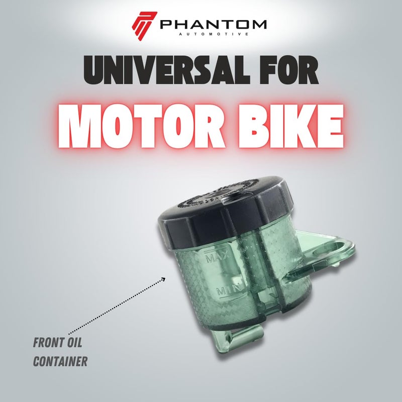 PHANTOM Premium Universal Motorcycle Brake Fluid Reservoir & Clutch Master Cylinder Cover | ABS PC Brake Oil Tank Replacement | Compatible with All Bikes (Green) - Image 3
