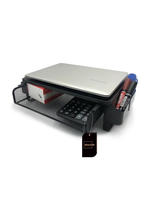 Metal Monitor Stand with Storage Drawer for PC/Laptop/Printer, Desk Organizer for Home and Office Black