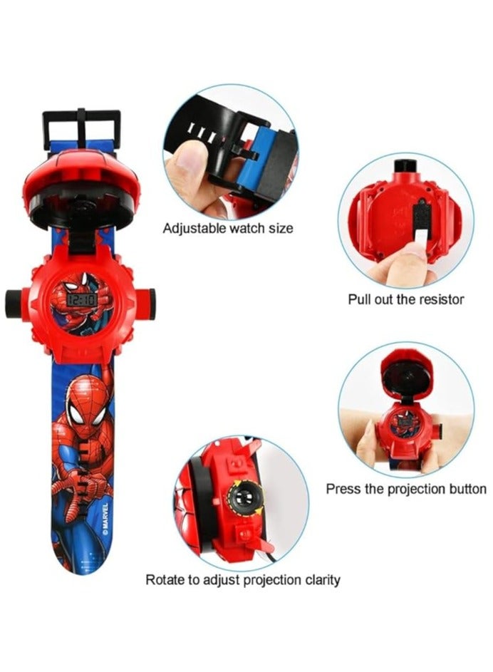 Beauenty Spiderman Watch Projector with 24 Superhero Figurines, Spider-Man Electronic Watch for Boys and Children, Projection Spiderman Toys - Image 5