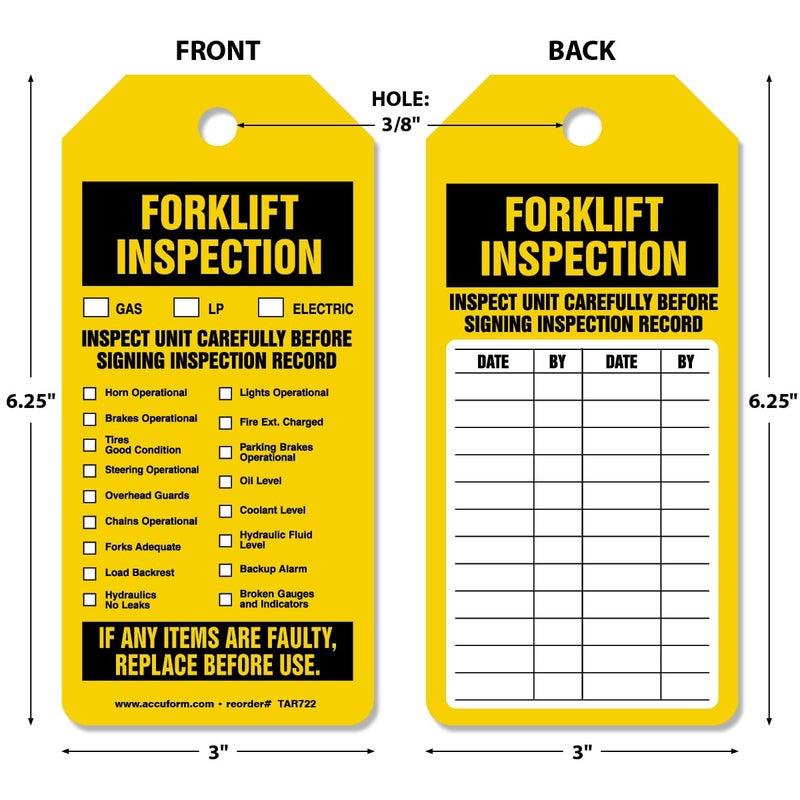 AccuformNMC 250 Inspection and Status Tags by-The-Roll, Forklift Inspection and Status, US Made OSHA Compliant Tags, Waterproof PF-Cardstock, Resists Tears, 6.25"x3", TAR722 - Image 2
