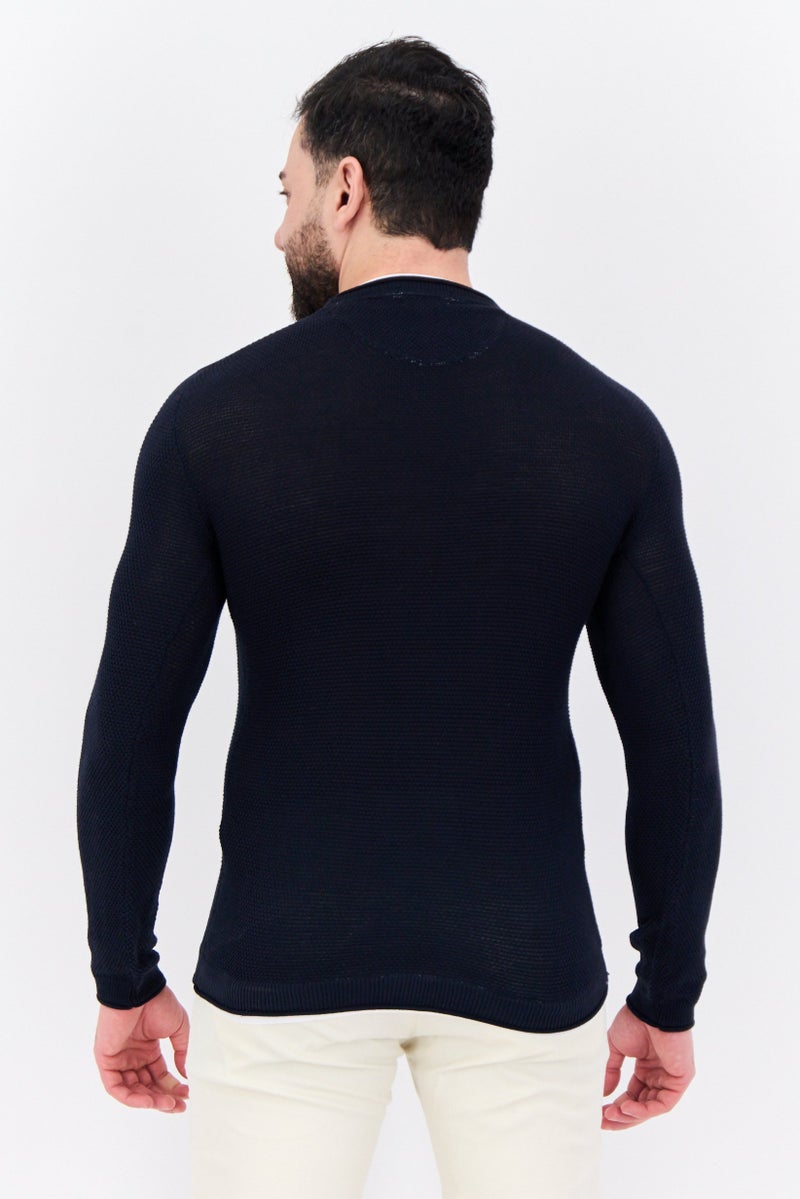 Sorbino سويت شيرت رجالي بأكمام طويلة وياقة دائرية، لون كحلي - Image 3