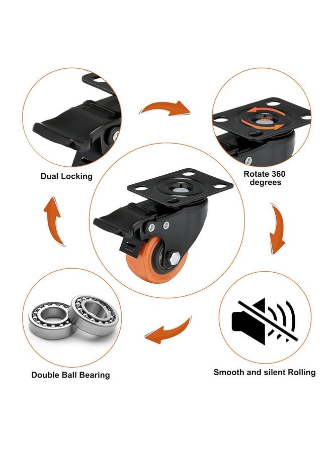 NB Crafted 2 Inch Swivel Caster Wheel for Furniture, Bed, Sofa, Table Counter Moving with - 360 Degree Rotating (2 with Brakes & 2 Without) Heavy Duty (Pack of 4) - Image 3