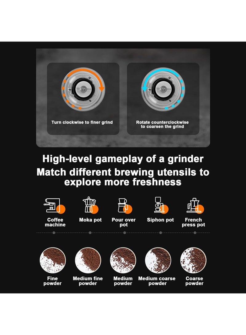 ارواق مطحنة قهوة لاسلكية، مطحنة كهربائية صغيرة محمولة مخروطية الشكل، مصنوعة من الفولاذ المقاوم للصدأ، طحن قهوة مدمج، طحن حبوب القهوة تلقائيًا للتقطير، صب الإسبريسو - Image 3