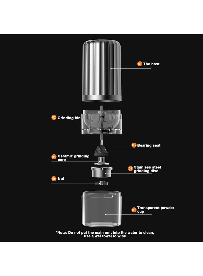 ارواق مطحنة قهوة لاسلكية، مطحنة كهربائية صغيرة محمولة مخروطية الشكل، مصنوعة من الفولاذ المقاوم للصدأ، طحن قهوة مدمج، طحن حبوب القهوة تلقائيًا للتقطير، صب الإسبريسو - Image 4