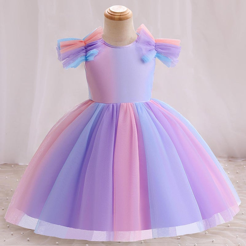 New girls solid color one-year-old performance puffy princess dress wedding dress dinner evening dress wholesale Color