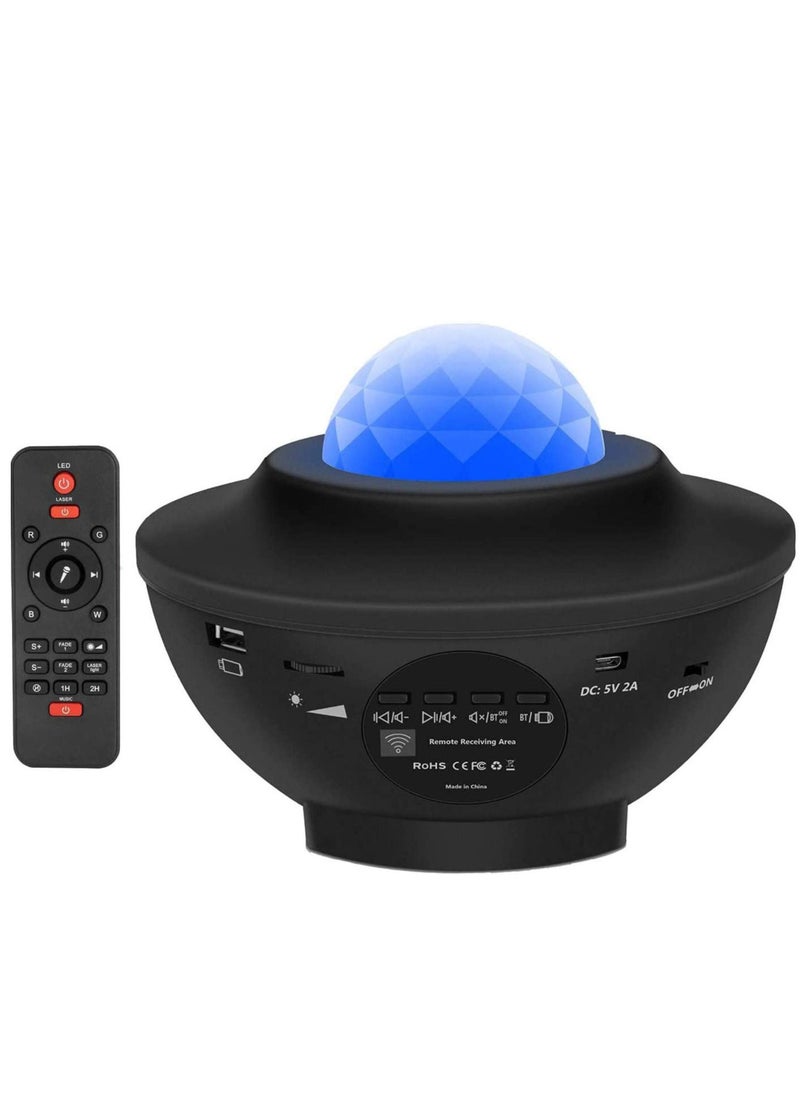 Y&D - Ocean Wave LED Built-In Bluetooth Speaker Sound Sensor Remote Control Star Projector Night Light Lamp - Image 1