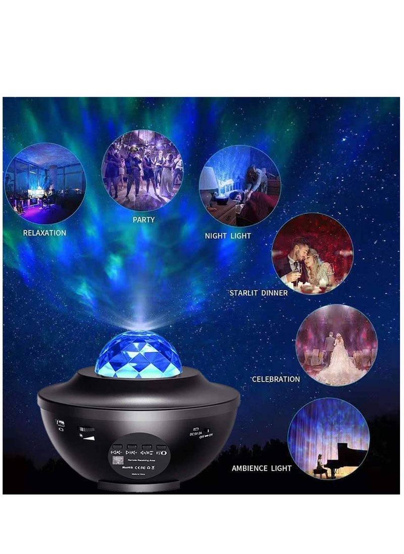 Y&D - Ocean Wave LED Built-In Bluetooth Speaker Sound Sensor Remote Control Star Projector Night Light Lamp - Image 1