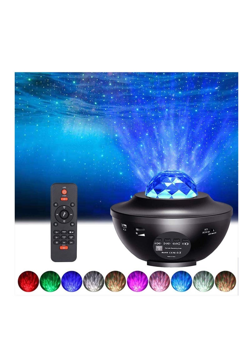 Y&D - Ocean Wave LED Built-In Bluetooth Speaker Sound Sensor Remote Control Star Projector Night Light Lamp - Image 1