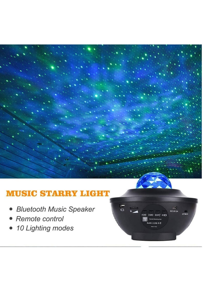 Y&D - Ocean Wave LED Built-In Bluetooth Speaker Sound Sensor Remote Control Star Projector Night Light Lamp - Image 1