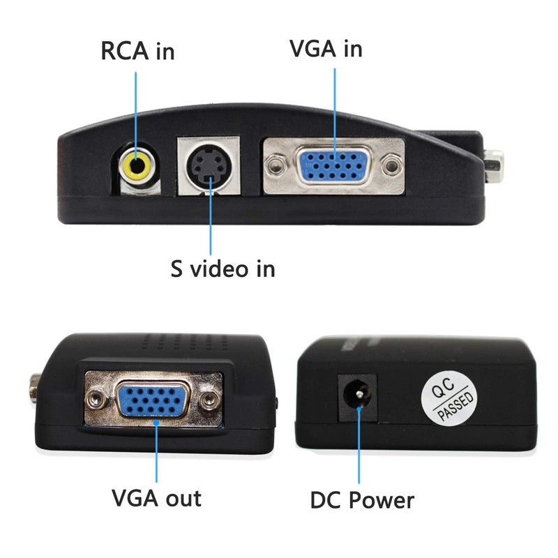 Wiistar AV S-Video Composite to VGA Video Converter Box for DVD DVR VCR Monitor - Image 3