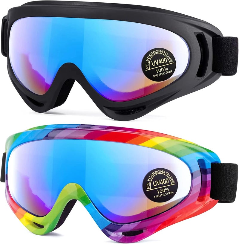 MAMBAOUT Kids Motorcycle Goggles - 2-Pack Dirt Bike Off-Road Racing Goggles for Boys & Girls - Image 1