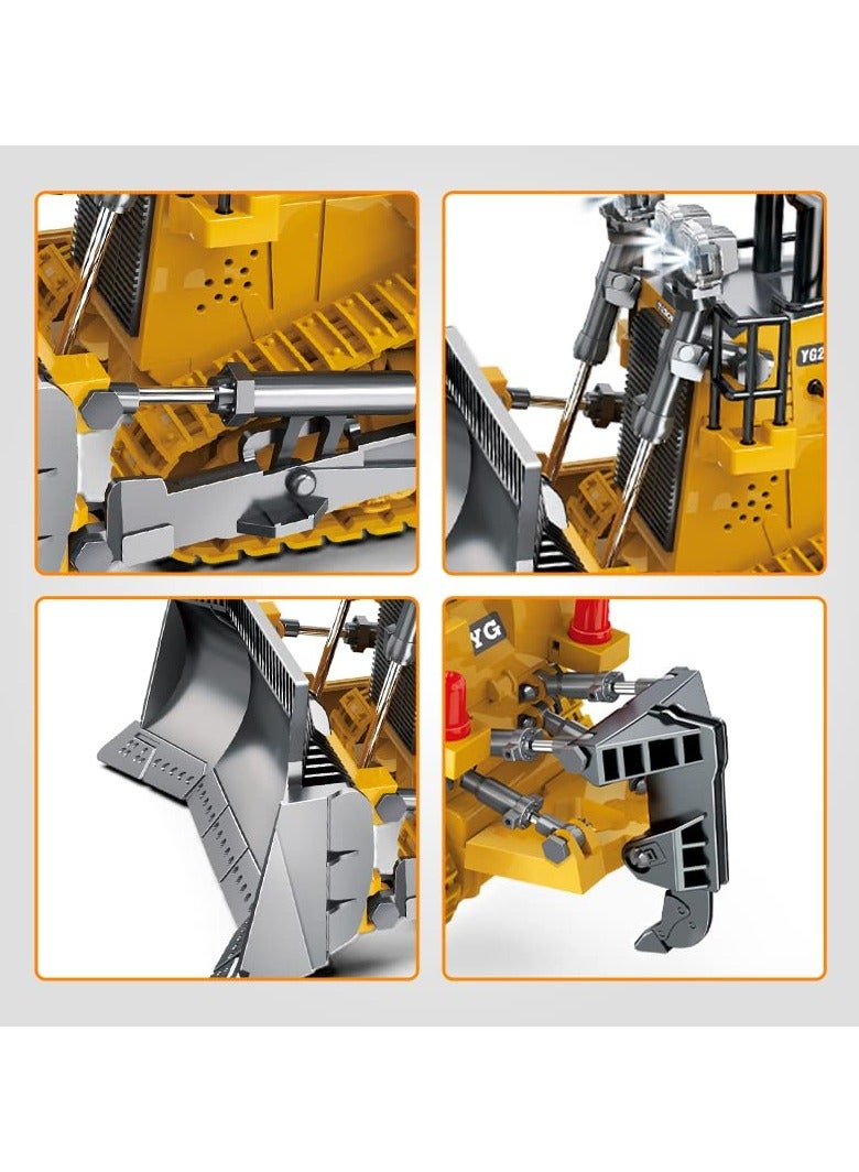 XiuWoo RC Bulldozer Toys for Boys, Construction Remote Control Bulldozer with Metal bulldozing Shovel Lights and Sounds for Kids Boys  - Image 2