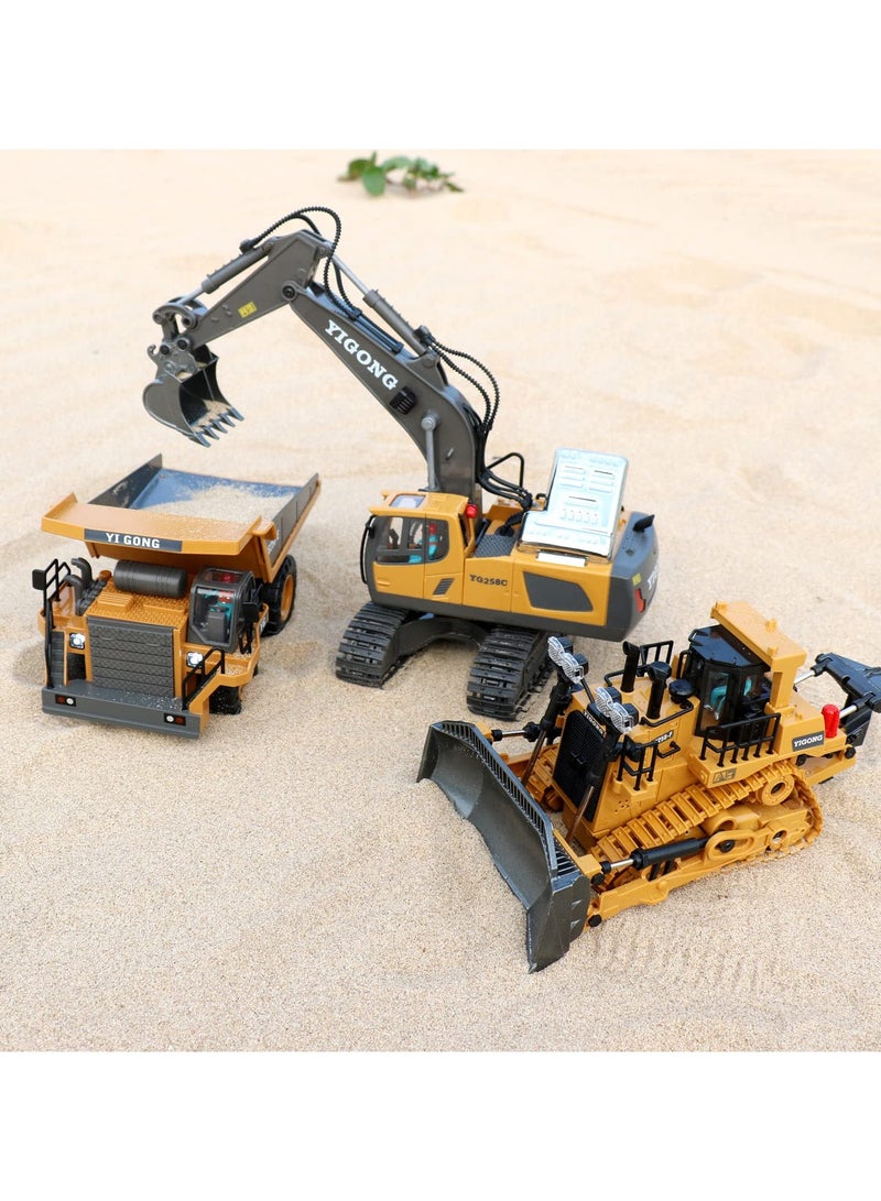 XiuWoo RC Bulldozer Toys for Boys, Construction Remote Control Bulldozer with Metal bulldozing Shovel Lights and Sounds for Kids Boys  - Image 3