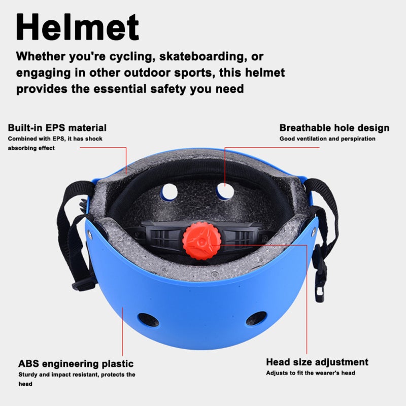 Skating Helmet L Size Blue ABS EPS Material Large Vents - Removable Lining Adjustable Fit for Child Adults Skating Cycling Scooters - Image 3